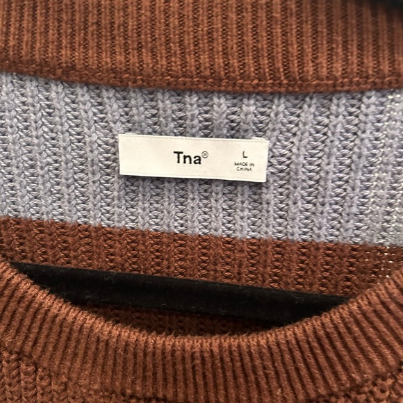 TNA blue and brown size L cable knit sweater - Picture 3 of 4